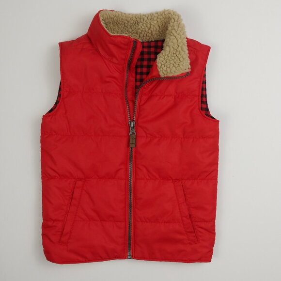 Carter's Red Lightweight Quilted Sherpa-Lined Collar Vest 4T - Picture 2 of 9